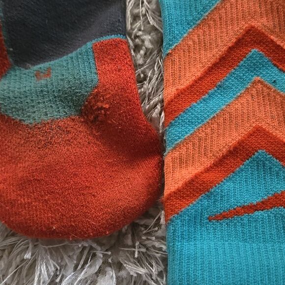 Nike Elite Multicolor Crew Socks Medium Hyper Orange Teal Tall Mens Unisex Gym - Picture 9 of 14